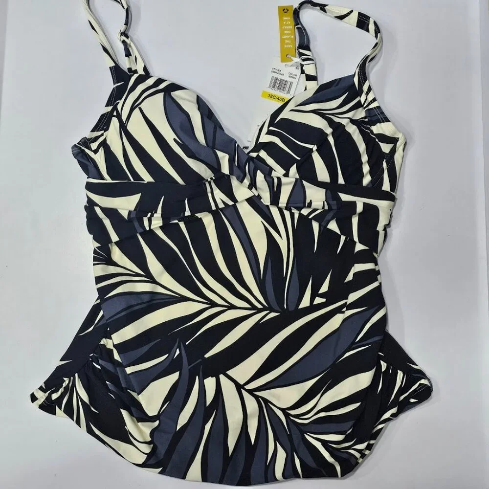Anne Cole Draped-Front Tankini Top 38C/40B - Picture 5 of 9